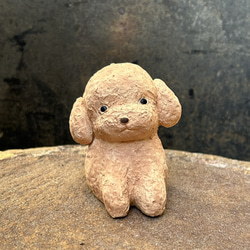 トイプードル　(アプリコット）　O-406-2　　陶製　/toy poodle/玩具貴賓犬 1枚目の画像