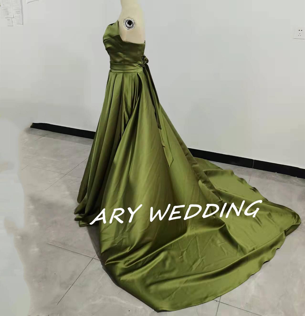 エレガント ベアトップ  パーティードレス グリーン  カーキ 前撮り カラードレス 2次会 謝恩会