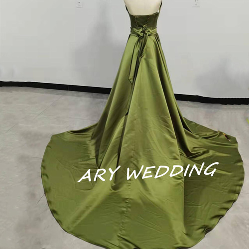 エレガント ベアトップ パーティードレス グリーン カーキ 前撮り  