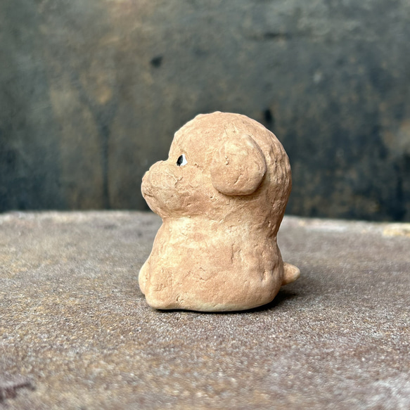 トイプードル　子(アプリコット）　O-407-2　　陶製　/toy poodle/玩具貴賓犬/Hund 4枚目の画像