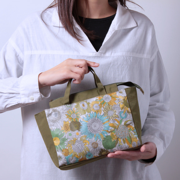 バッグインバッグ 【オリーブ】 リバティ・ラミネート 撥水ナイロン  