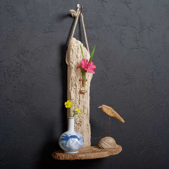 板流木と流木の花器、フラワーベース　一輪挿し　花瓶　wood vase　　２６ー１ 3枚目の画像