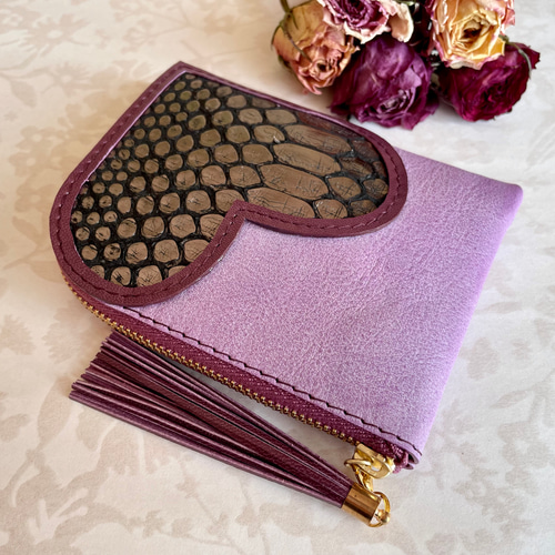 ミニ財布 コンパクト L字ファスナー ♡ ハート ポケット ♡ イタリアン  