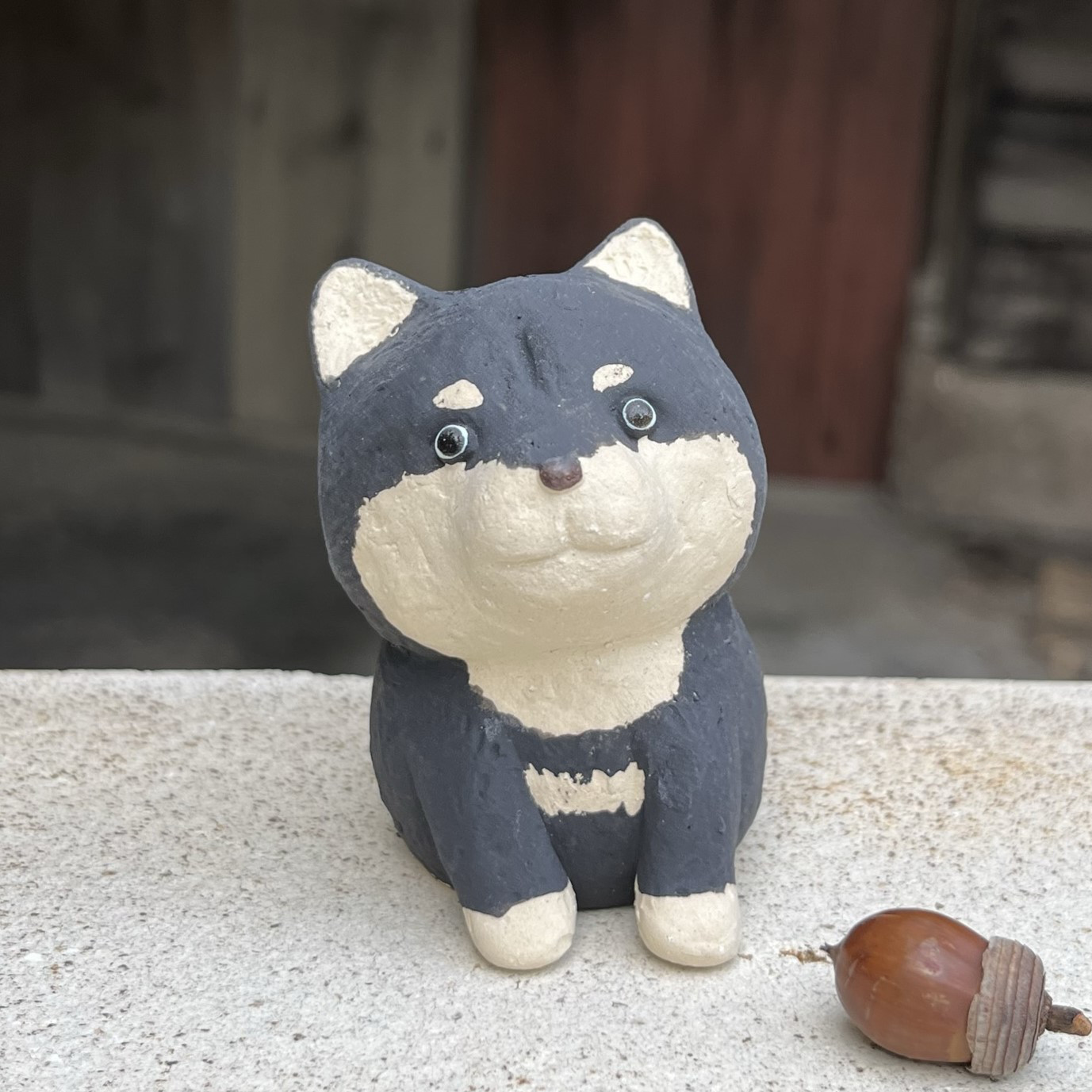 柴犬 (黒） O-408-2 陶製 /Shiba Inu/柴犬 おもちゃ・ペット小物