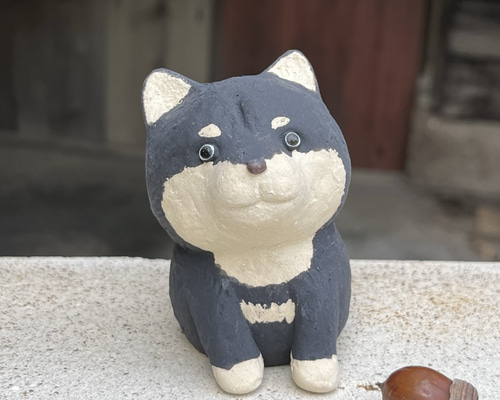 柴犬 (黒） O-408-2 陶製 /Shiba Inu/柴犬 おもちゃ・ペット小物