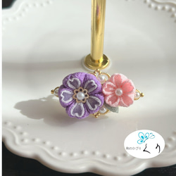 つまみ細工帯飾り　根付け　バックチャーム つまみ細工 根付け帯飾り 桜 バッグチャーム kuri.t 通販 17323985