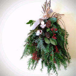 フォルモーサとユーカリの秋色スワッグ　D15 匿名発送 再販！！H約55cm♡フォルモーサとリペンスロゼッタ 秋色ユーカリの