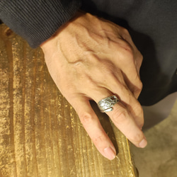 推薦您的第一枚戒指，帶有日本幸運符圖案“松樹”的古董銀勺重製戒指_0830 第10張的照片