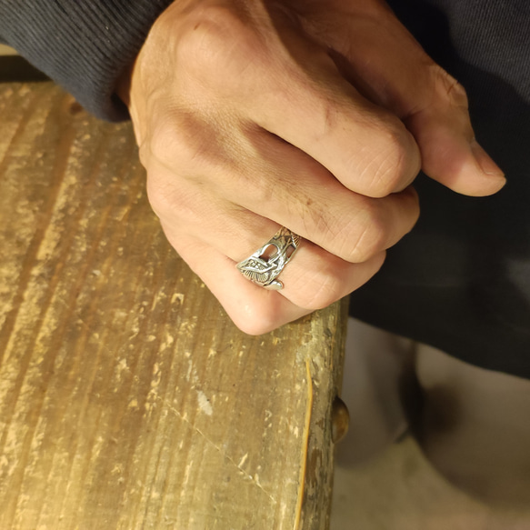 推薦您的第一枚戒指，帶有日本幸運符圖案“松樹”的古董銀勺重製戒指_0830 第9張的照片