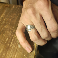 古董銀湯匙的翻版戒指，設計易於佩戴，具有體積感，帶有日本幸運符圖案“竹子”_0831 第8張的照片