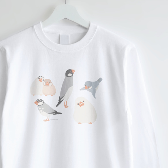 長袖Tシャツ（Simple / 文鳥） 1枚目の画像