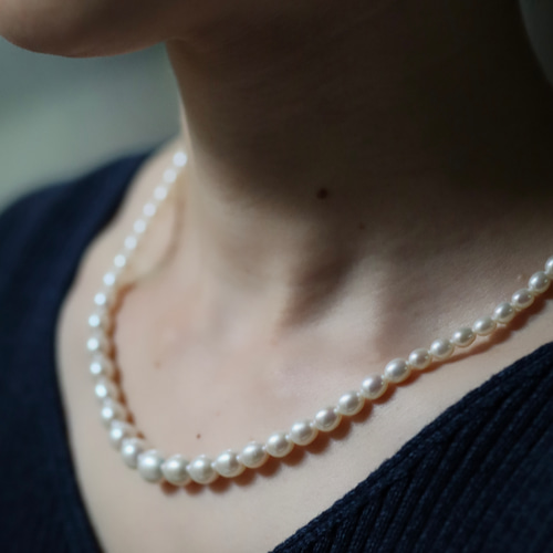 グラデーションパールネックレス 淡水真珠 ゴールド 14kgf セレモニー