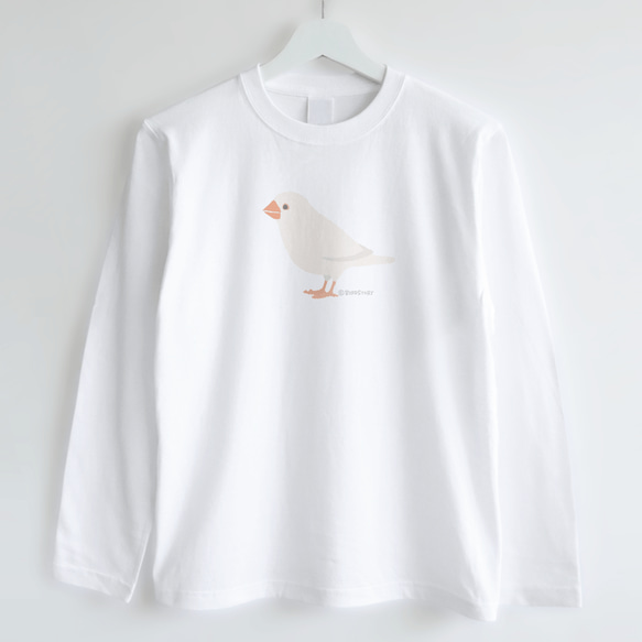 長袖Tシャツ（Simple / 文鳥 / 白） 2枚目の画像