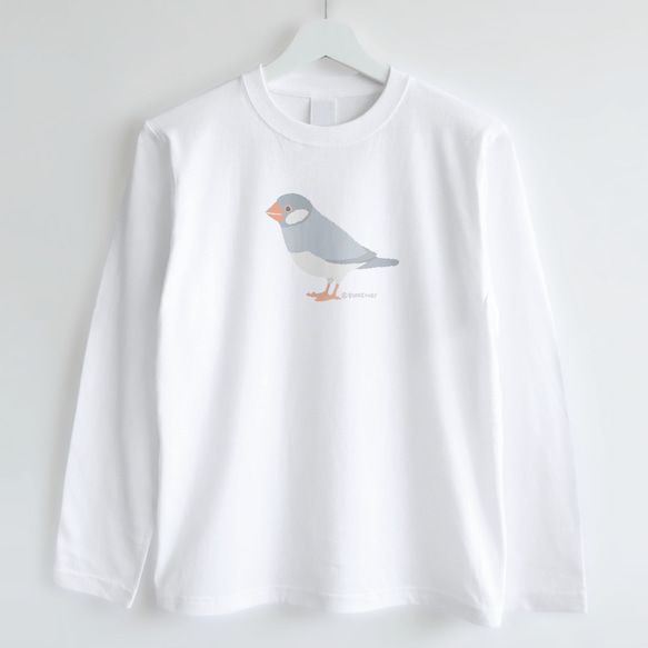 長袖Tシャツ（Simple / 文鳥 / シルバー） 2枚目の画像