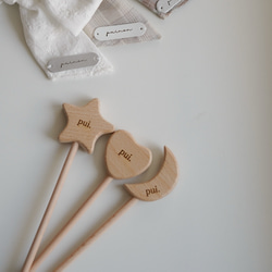 〖名入れ無料〗3種の木製スティック┃ステッキ┃撮影小物┃お家スタジオ　おもちゃ　ベビー　キッズ 2枚目の画像