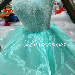 高品質！ハンドメイドパール  カラードレス 可愛い プリンセスライン  憧れのドレス　花嫁/結婚式 8枚目の画像