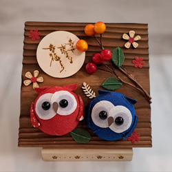 幸せ幸福ろう ちりめん細工飾り 置物 夫婦ふくろう その他置物 工房ず