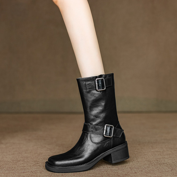 REGAL黒 レザー 乗馬ブーツ 中ヒール 23.5cm REGAL黒 レザー 乗馬ブーツ 中ヒール 23.5cm