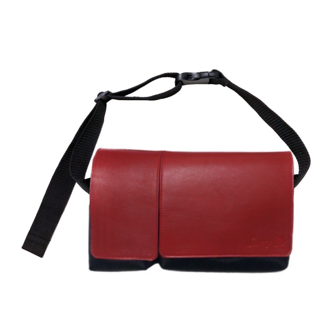 270gの超軽量！Body&Hipbag（ナイロン×牛革コンビ）レッド