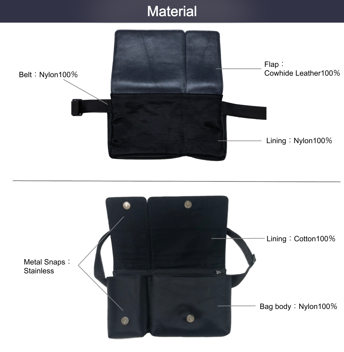 270gの超軽量！Body&Hipbag（ナイロン×牛革コンビ）レッド