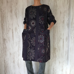 和柄 ゆ〜ったり チュニックor割烹着 チュニック 手づくりの店メロディ