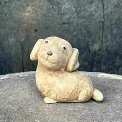 ミニチュアダックスフンド　(レッド）　O-412-1　　陶製　/Miniature Dachshund/迷你臘腸犬 1枚目の画像