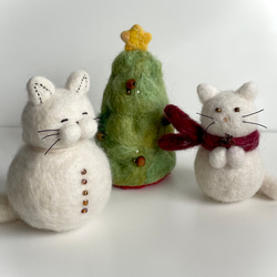 溶けない雪だるま（猫）【大】　冬の置物　クリスマス・お正月飾りにも◎ 装飾　ディスプレイ 2枚目の画像