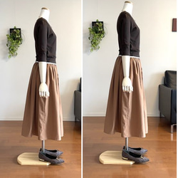 【完成品】5号 ロングギャザースカート(ピンクベージュ　7４.5cm丈） 7枚目の画像