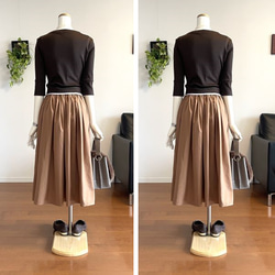 【完成品】5号 ロングギャザースカート(ピンクベージュ　7４.5cm丈） 6枚目の画像