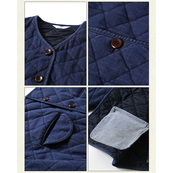デニムジャケット　中綿デニムジャケット　暖かいデニムジャケット　ブルー　S-Mサイズ　S102 19枚目の画像