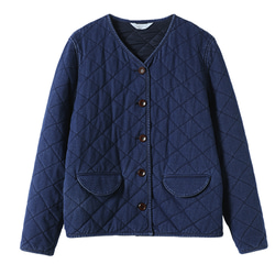 デニムジャケット　中綿デニムジャケット　暖かいデニムジャケット　ブルー　S-Mサイズ　S102 20枚目の画像