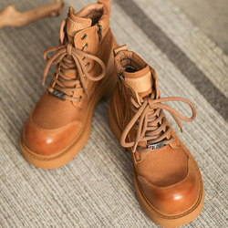 秋冬女式真皮鞋厚底鞋舒適馬丁靴短靴22.5公分-25公分#857褐色⭐免運費⭐ 第8張的照片