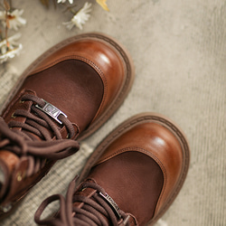 秋冬女式真皮鞋厚底鞋舒適馬丁靴短靴22.5公分-25公分#857咖啡色⭐免運費⭐ 第10張的照片