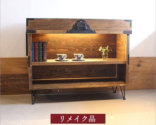 和風桧飾り棚(ハンドメイド) 飾り棚 和風 和室 床の間 丸形 シノワズリ 珍品棚 盆栽棚