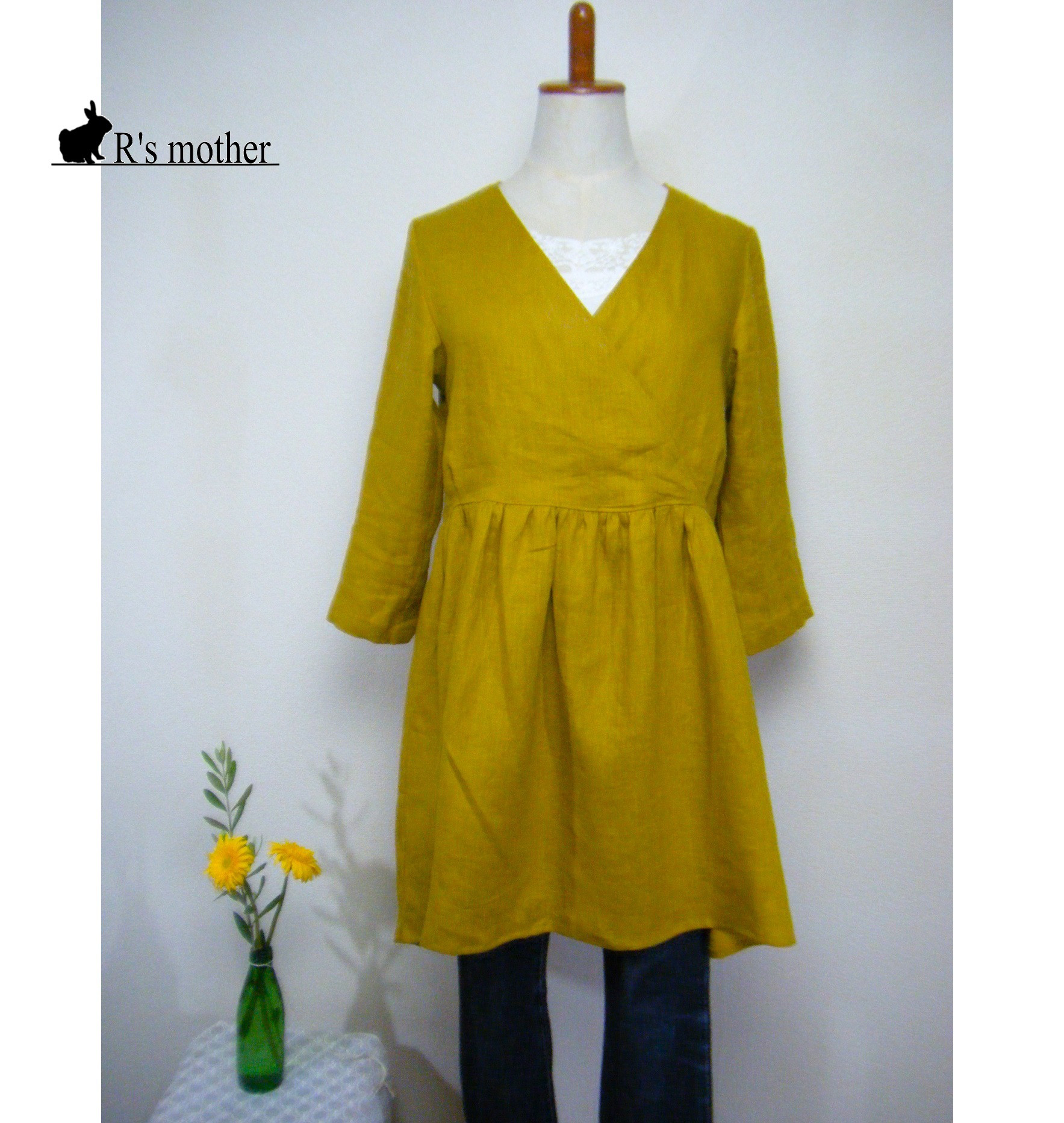 リネン100％チュニック、7号（トパーズ色）