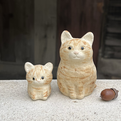 おすわりねこ　(茶トラ）　O-414-1　　陶製　/cat/貓 8枚目の画像