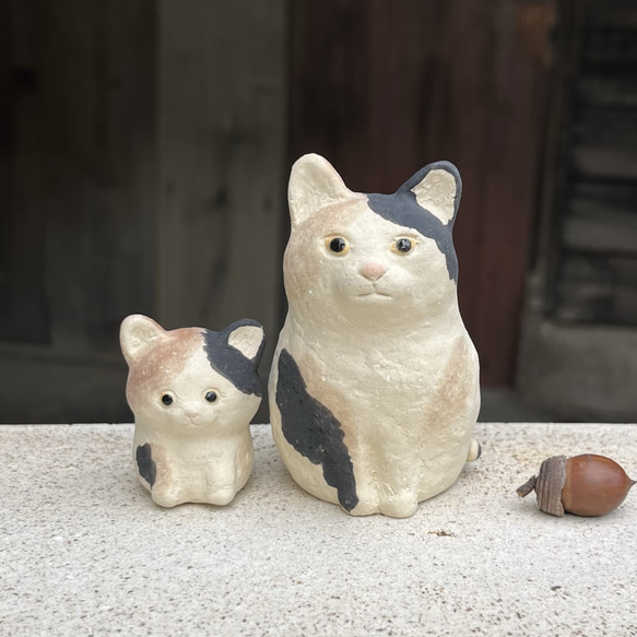 おすわりねこ　(ミケ）O-414-3　陶製/ cat/貓/Katze/बिल्ली 7枚目の画像