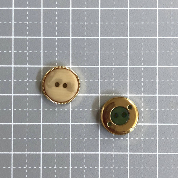 ボタン レトロ 円形 丸型 ベージュ ホワイト グリーン ブラウン 枠付き 13mm 12個セット eg-143 3枚目の画像