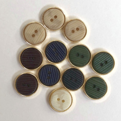 ボタン レトロ 円形 丸型 ベージュ ホワイト グリーン ブラウン 枠付き 13mm 12個セット eg-143 1枚目の画像