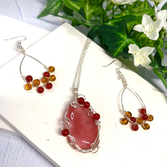 ハンドメイド天然石ピアス3点セット美品✨作家