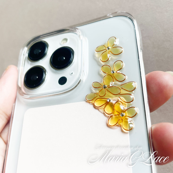 全機種対応 iPhone15pro iPhone15plus スマホケース 金木犀 きんもくせい レジン   カバー 8枚目の画像