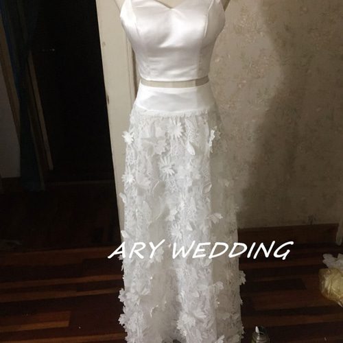 フランス風 パーティードレス 上下セット オフホワイト スレンダー  