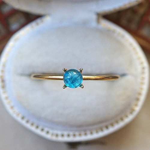 4mm】マダガスカル産 ネオンブルーアパタイトRing〈18kgp〉 指輪 