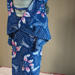 A60有松鳴海絞り 浴衣 花 綿　紺青　美品　トールサイズ　バチ襟 A60有松鳴海絞り 浴衣 花 綿 紺青 美品 トールサイズ バチ襟