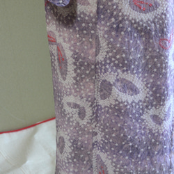 ◇現代 有松鳴海絞　浴衣◇【藤に控えめな紫のぼかし】あられ模様に蝶が舞う　裄69ｃｍ　トールサイズ袖長め木綿浴衣 16枚目の画像