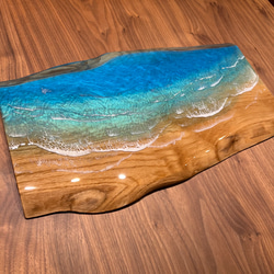 一枚板　レジンアート　海アート　インテリア　オーシャンアート　無垢 1枚目の画像