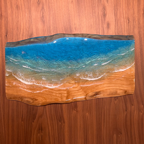 一枚板　レジンアート　海アート　インテリア　オーシャンアート　無垢 3枚目の画像