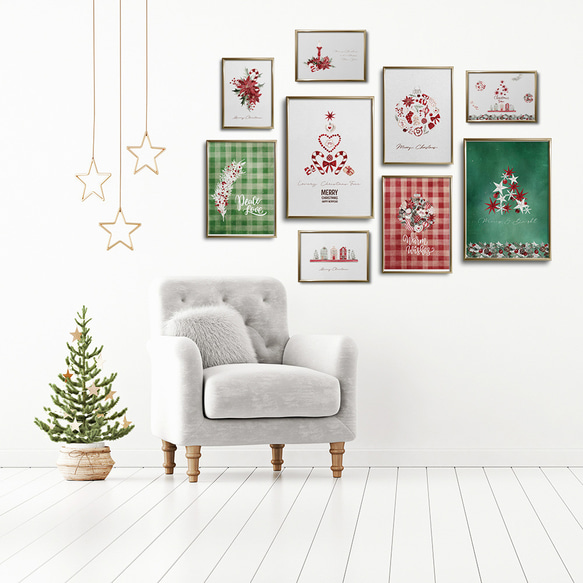 クリスマスツリーのポスター / i1594/  クリスマス　冬　オーナメント　星　　インテリアポスター 7枚目の画像