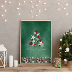 クリスマスツリーのポスター / i1586 /  クリスマス　冬　オーナメント　星　　インテリアポスター 1枚目の画像