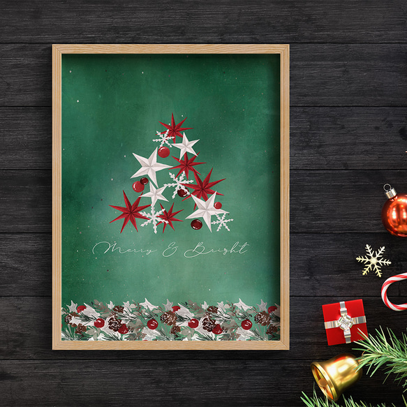 クリスマスツリーのポスター / i1586 /  クリスマス　冬　オーナメント　星　　インテリアポスター 2枚目の画像
